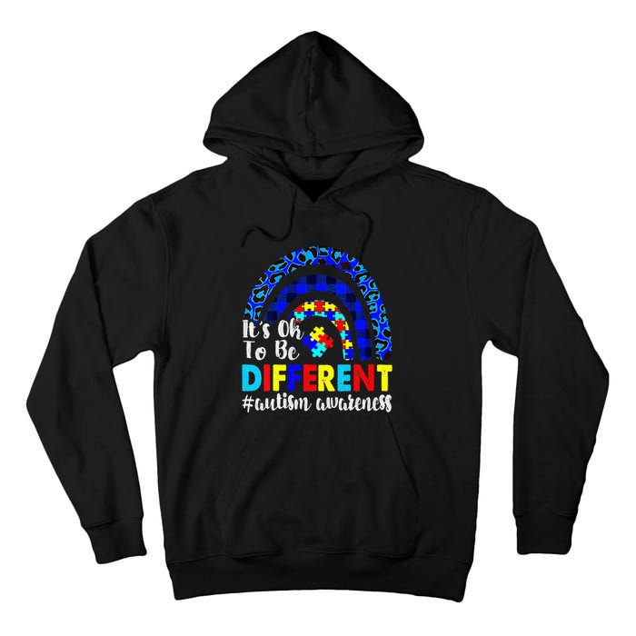 It's Ok To Be Different Autism Awareness Leopard Rainbow Tall Hoodie