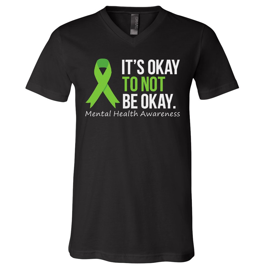 Its Okay To Not Be Okay Mental Health Awareness Ribbon V-Neck T-Shirt