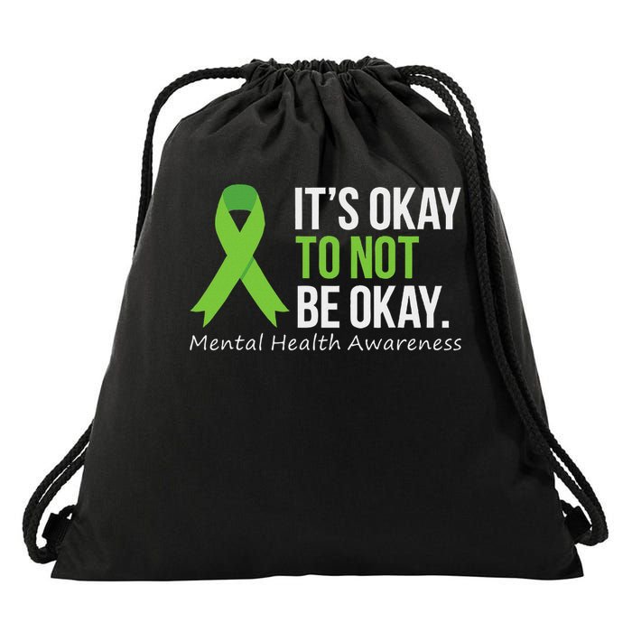 Its Okay To Not Be Okay Mental Health Awareness Ribbon Drawstring Bag
