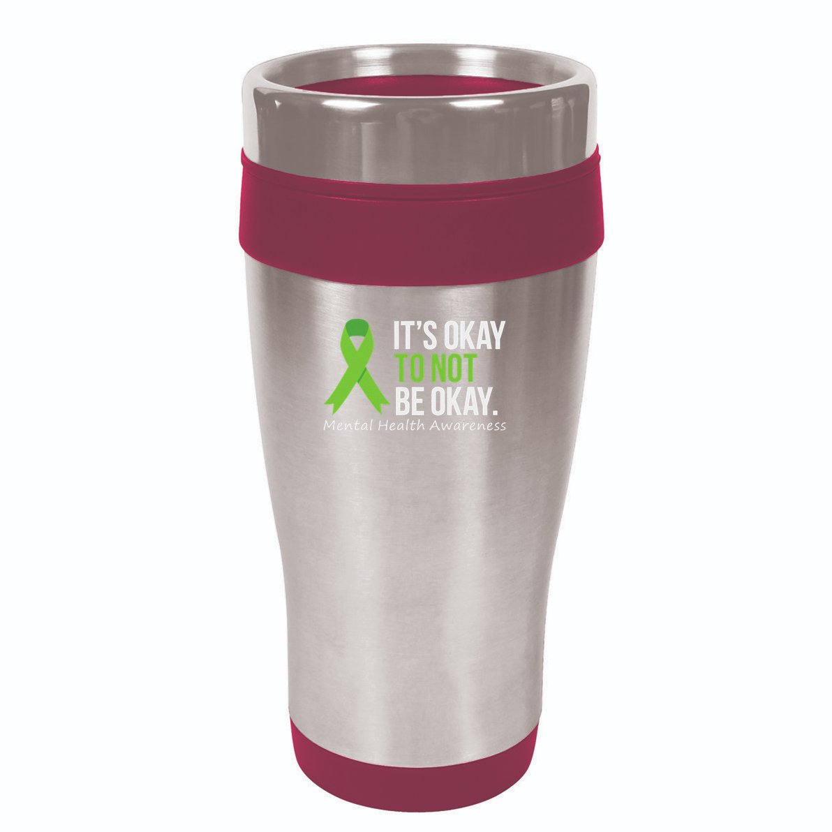 Its Okay To Not Be Okay Mental Health Awareness Ribbon 16oz Travel Tumbler
