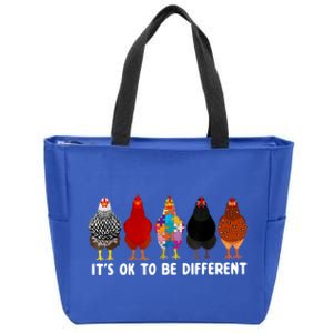 ItS Ok To Be Different Cute Chicken Autism Awareness Month Zip Tote Bag