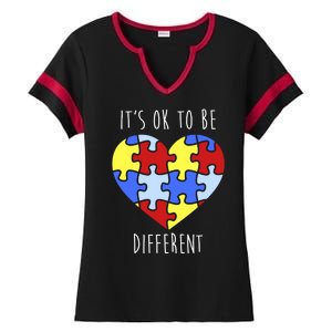 Its Ok To Be Different Autism Awareness Ladies Halftime Notch Neck Tee