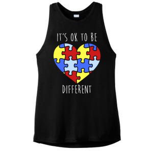 Its Ok To Be Different Autism Awareness Ladies PosiCharge Tri-Blend Wicking Tank