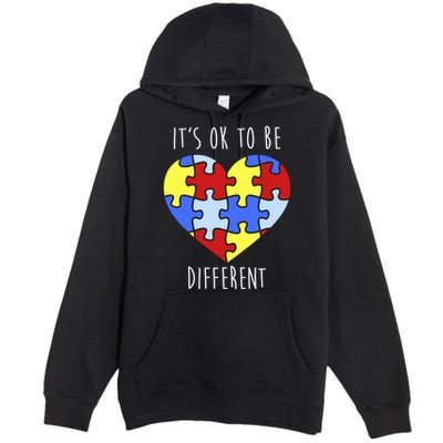 Its Ok To Be Different Autism Awareness Premium Pullover Hoodie