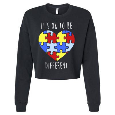 Its Ok To Be Different Autism Awareness Cropped Pullover Crew