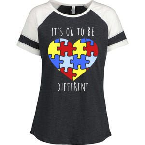 Its Ok To Be Different Autism Awareness Enza Ladies Jersey Colorblock Tee