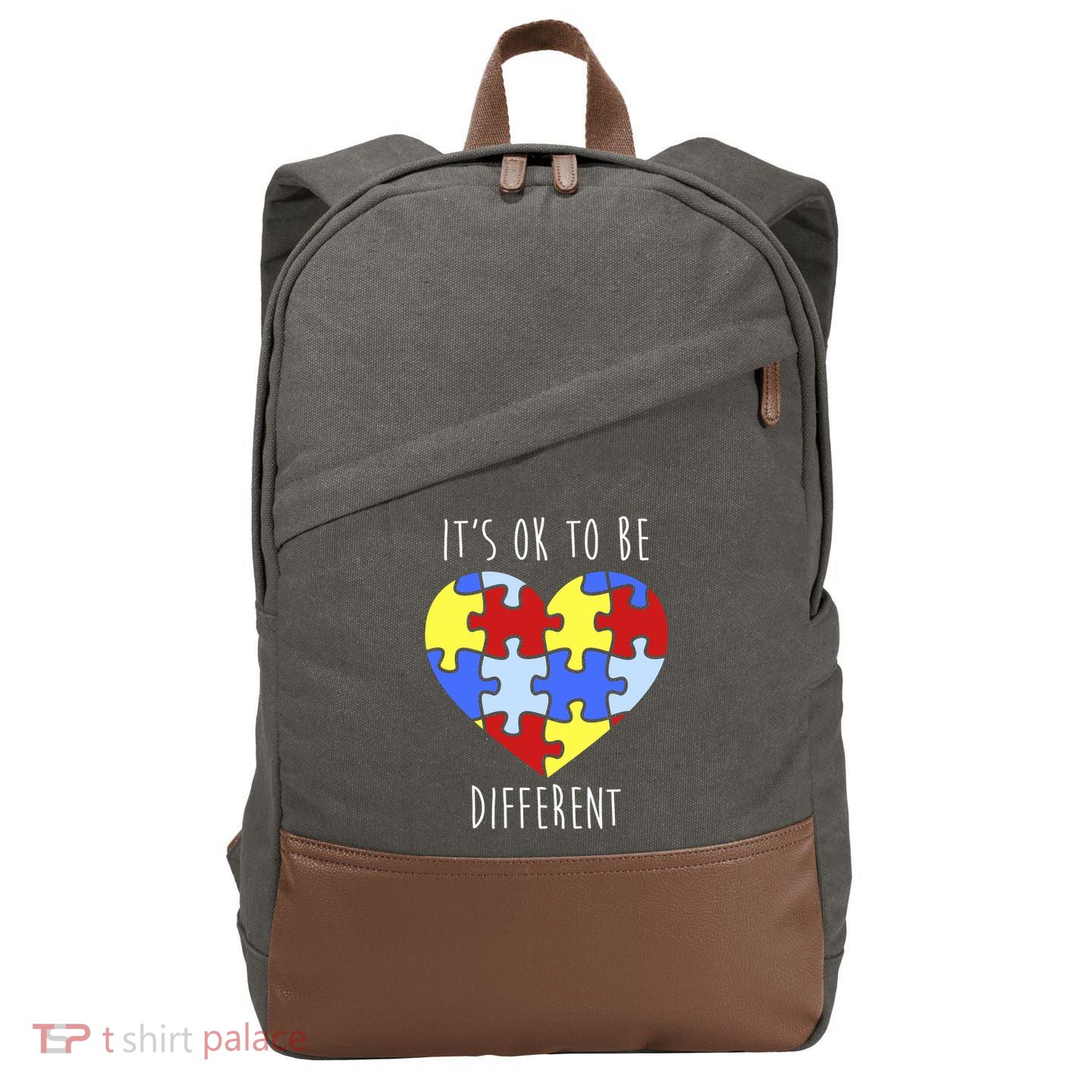 Its Ok To Be Different Autism Awareness Cotton Canvas Backpack