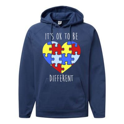 Its Ok To Be Different Autism Awareness Performance Fleece Hoodie