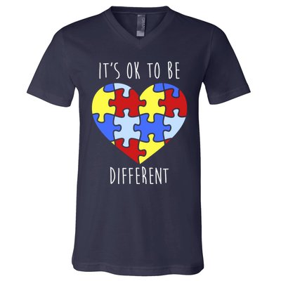 Its Ok To Be Different Autism Awareness V-Neck T-Shirt