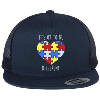 Its Ok To Be Different Autism Awareness Flat Bill Trucker Hat