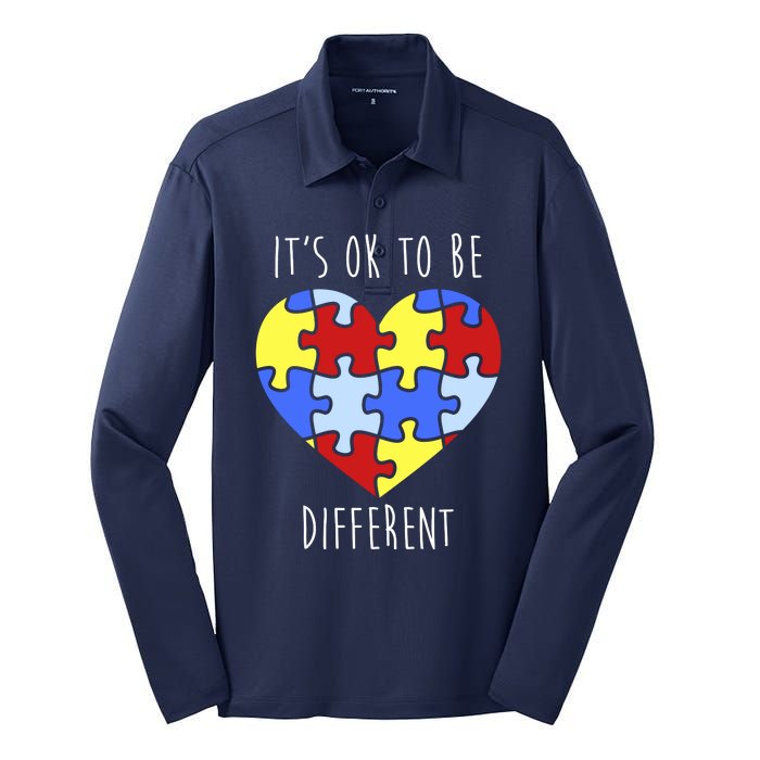 Its Ok To Be Different Autism Awareness Silk Touch Performance Long Sleeve Polo