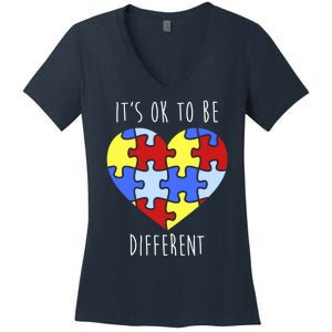 Its Ok To Be Different Autism Awareness Women's V-Neck T-Shirt