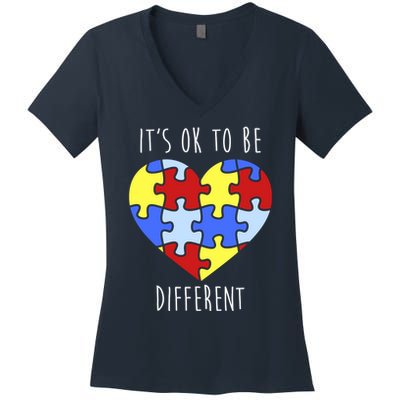 Its Ok To Be Different Autism Awareness Women's V-Neck T-Shirt