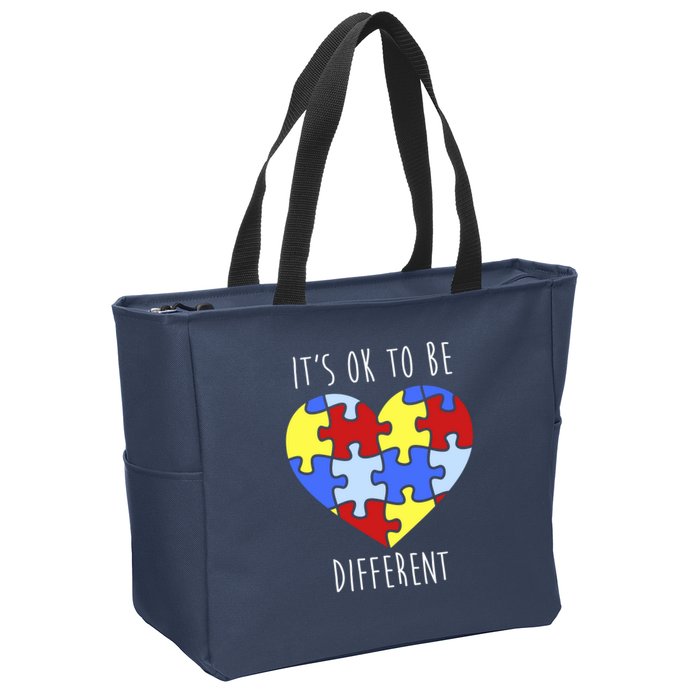 Its Ok To Be Different Autism Awareness Zip Tote Bag