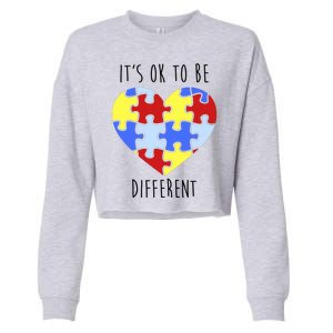 Its Ok To Be Different Autism Awareness Cropped Pullover Crew