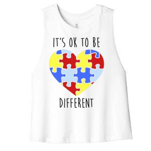 Its Ok To Be Different Autism Awareness Women's Racerback Cropped Tank