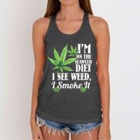 I'm On The Seaweed Diet I See Weed I Smoke Women's Knotted Racerback Tank