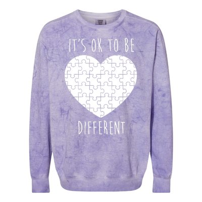 It's Ok To Be Different Autism Awareness Puzzle Heart Colorblast Crewneck Sweatshirt