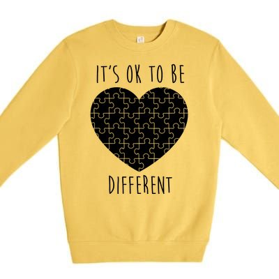 It's Ok To Be Different Autism Awareness Puzzle Heart Premium Crewneck Sweatshirt