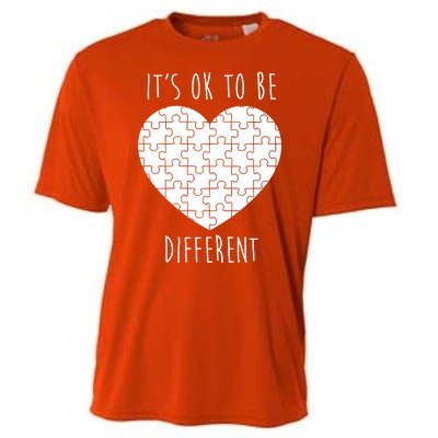 It's Ok To Be Different Autism Awareness Puzzle Heart Cooling Performance Crew T-Shirt