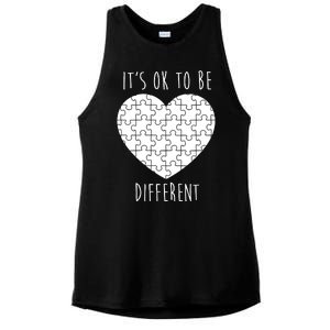 It's Ok To Be Different Autism Awareness Puzzle Heart Ladies PosiCharge Tri-Blend Wicking Tank