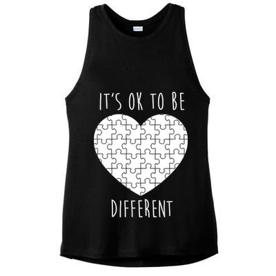 It's Ok To Be Different Autism Awareness Puzzle Heart Ladies PosiCharge Tri-Blend Wicking Tank