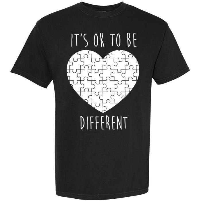 It's Ok To Be Different Autism Awareness Puzzle Heart Garment-Dyed Heavyweight T-Shirt