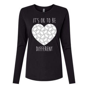 It's Ok To Be Different Autism Awareness Puzzle Heart Womens Cotton Relaxed Long Sleeve T-Shirt