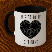 It's Ok To Be Different Autism Awareness Puzzle Heart Mug