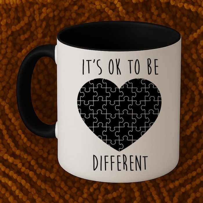 It's Ok To Be Different Autism Awareness Puzzle Heart Mug
