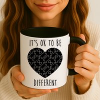 It's Ok To Be Different Autism Awareness Puzzle Heart Mug
