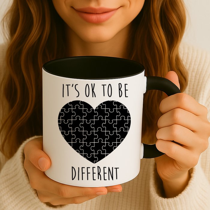 It's Ok To Be Different Autism Awareness Puzzle Heart Mug