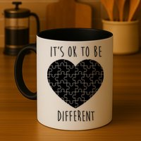 It's Ok To Be Different Autism Awareness Puzzle Heart Mug