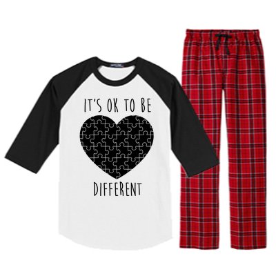 It's Ok To Be Different Autism Awareness Puzzle Heart Raglan Sleeve Pajama Set