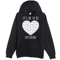 It's Ok To Be Different Autism Awareness Puzzle Heart Premium Pullover Hoodie