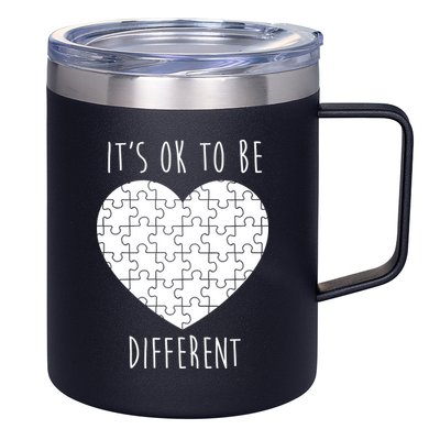 It's Ok To Be Different Autism Awareness Puzzle Heart 12oz Stainless Steel Coffee Mug