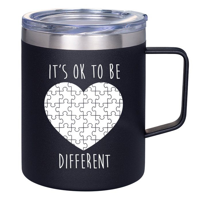 It's Ok To Be Different Autism Awareness Puzzle Heart 12oz Stainless Steel Coffee Mug