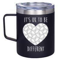 It's Ok To Be Different Autism Awareness Puzzle Heart 12oz Stainless Steel Coffee Mug