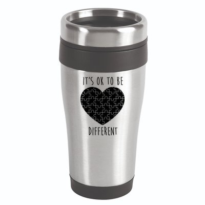 It's Ok To Be Different Autism Awareness Puzzle Heart 16oz Travel Tumbler