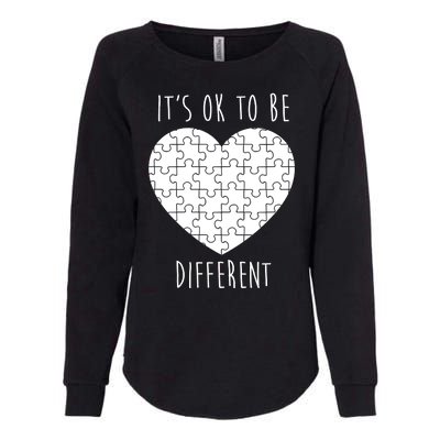 It's Ok To Be Different Autism Awareness Puzzle Heart Womens California Wash Sweatshirt