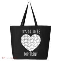It's Ok To Be Different Autism Awareness Puzzle Heart 25L Jumbo Tote