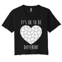 It's Ok To Be Different Autism Awareness Puzzle Heart Crop Top