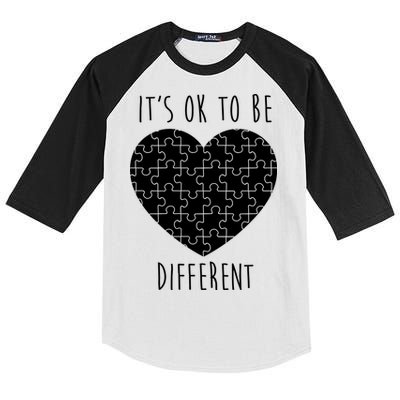 It's Ok To Be Different Autism Awareness Puzzle Heart Kids Colorblock Raglan Jersey