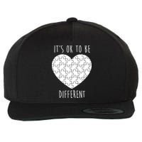 It's Ok To Be Different Autism Awareness Puzzle Heart Wool Snapback Cap
