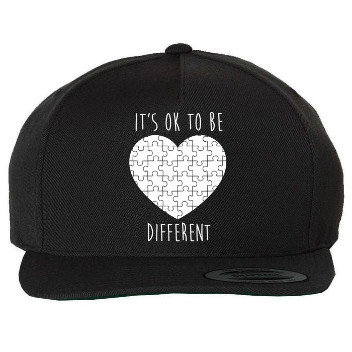 It's Ok To Be Different Autism Awareness Puzzle Heart Wool Snapback Cap