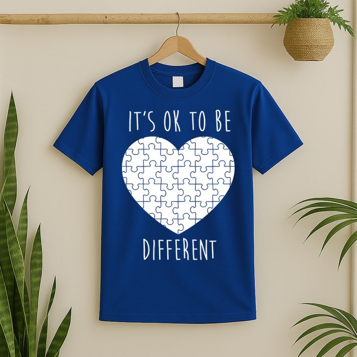 It's Ok To Be Different Autism Awareness Puzzle Heart T-Shirt