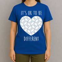 It's Ok To Be Different Autism Awareness Puzzle Heart T-Shirt