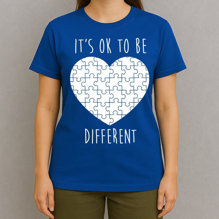 It's Ok To Be Different Autism Awareness Puzzle Heart T-Shirt