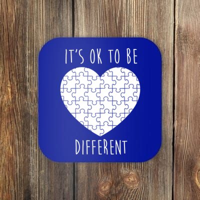 It's Ok To Be Different Autism Awareness Puzzle Heart Coaster