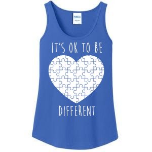 It's Ok To Be Different Autism Awareness Puzzle Heart Ladies Essential Tank